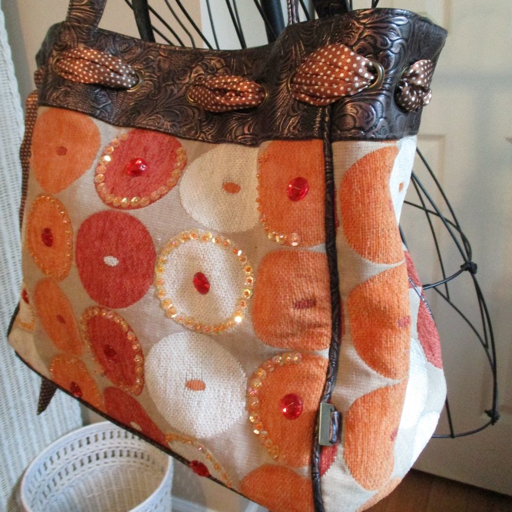 Lollipops Large Orange Print Faux Leather Purse